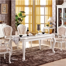 暖树家具欧式实木餐桌椅组合田园白色餐桌长餐桌尺寸多种