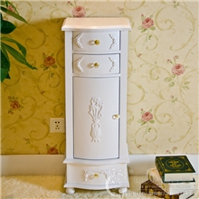 聚乐欧式田园斗柜斗橱实木白色储藏柜三斗柜抽屉柜角柜NB016