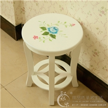 聚乐欧式凳子纯白椅子餐椅手绘简约时尚木椅NB066-B