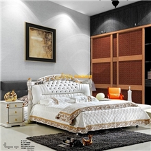 厂家直销一套起批现代欧式进口头层真皮双人软床品质保证A131