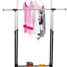 加宽双杆升降式晾衣架落地折叠不锈钢伸缩晾衣架