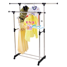 厂家直供高品质不锈钢双杆晾衣架FXY-8148服装展示架一件代发