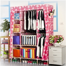 供应批发佳简简易家大容量实木双人衣橱布衣柜135cm含AB款