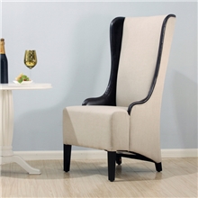 高档美式皮布拼接高背撞色5星酒店餐椅西餐厅椅子现货包邮