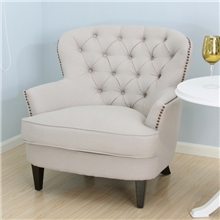 现货供应简约欧式布艺麻棉面料带拉扣酒店咖啡厅单人沙发