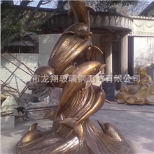 生产销售小型玻璃钢喷泉玻璃钢海豚喷泉