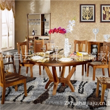 汇海家具实木家具批发实木餐桌胡桃木圆餐台特价餐桌餐椅B02