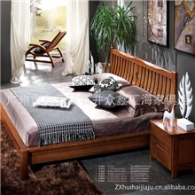 [汇海]批发实木家具实木床特价实木双人床楸木大床8003