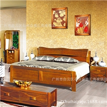 [汇海家具]实木特价床胡桃木1.5米1.8米双人床实木家具B03