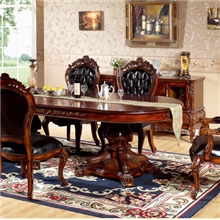 厂家直销美式纯实木餐桌2.4M一桌六椅真皮特价热销中包邮
