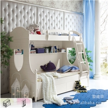 家具厂直销网上韩式白色二层床二层田园园风格实木床HJ0908
