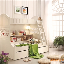 厂家直销韩式套房卧室床/韩式田园象牙白双层床/905双层床