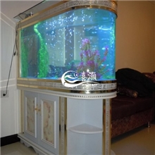 喜灏水族.生态鱼缸茶几，水族箱1.2米韩式吧台子弹头鱼缸屏风