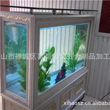 厂家直销喜灏水族箱生态鱼缸吧台落地欧式屏风玻璃鱼缸批发