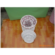 厂家供应田园风格家具白色收纳筐柳编手洗衣娄碎花套娄