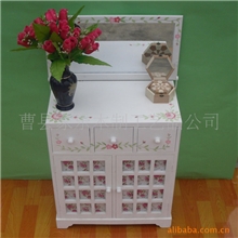 木制收纳柜批发田园收纳柜子彩绘梳木制田园精美梳妆台.
