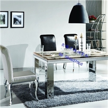 餐桌不锈钢餐桌现代家具激光绣花五金家具专业生产不锈钢家具