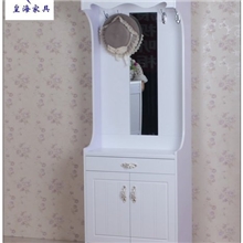 皇海家具批发欧式田园带镜子门厅柜烤漆鞋柜纯白衣帽柜挂衣架