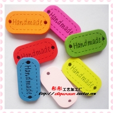 扣子纽扣椭圆木牌和风木扣handmade激光标志装饰木扣