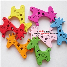 供应木制彩色长颈鹿纽扣木纽扣儿童卡通纽扣