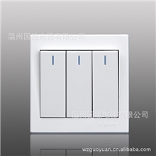 联润墙壁开关三开单控白色家用面板开关墙壁开关批发
