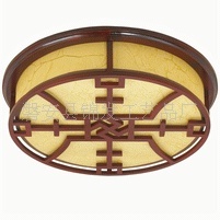 东阳木雕/纯手工木质吸顶灯【羊皮纸灯罩】