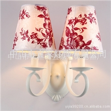 【新品特惠】3247批发双头现代led卧室壁灯欧式酒店工程布艺壁灯