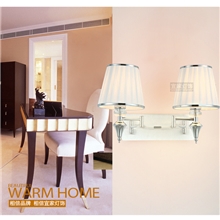 宜家批发壁灯6085双头摇臂高档酒店宾馆主人卧室布艺灯罩床头壁灯