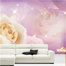 塞拉维电视背景墙纸壁纸特价大型壁画温馨梦幻玫瑰沙发卧室背景