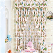 柯桥窗帘田园系列窗帘儿童卧室窗帘可爱小熊图案厂家直销