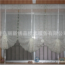 厂家生产批发：成品窗帘田园风格提拉帘绣花精美半遮光气球帘