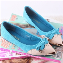 厂家批发蛇皮纹拼接真牛皮金属尖头牛筋低跟浅口休闲时尚女鞋单鞋