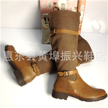 一件代发欧美外贸帅气长靴马丁靴低跟女靴高筒靴平底大码女鞋