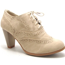 一件代发欧美外贸潮款英伦风格牛皮质感木纹高跟系带单鞋大码鞋