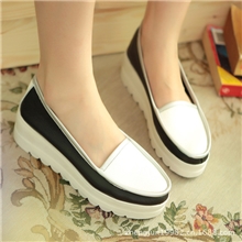 批发真皮女鞋舒适厚底休闲单鞋牛皮拼色平跟鞋MYL888