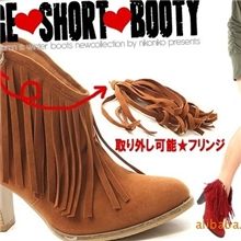 批发优质磨砂流苏短靴舒适粗高跟低筒款推荐人气款