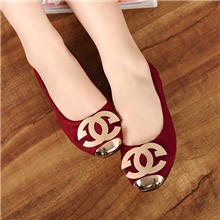 13新款上脚大方超经典双C扣金属方头女鞋平跟鞋单鞋B83-2