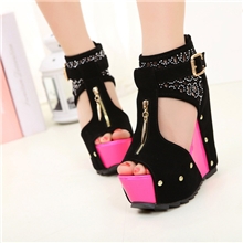 13热荐潮爆奢华款内增高厚底夜店水钻拉链金属扣女高跟凉鞋988-2