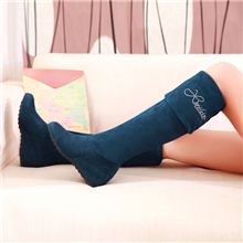 女鞋厂家直销外贸新款坡跟鞋欧美弹力绒高筒过膝靴高跟长靴大码