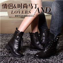 莫蕾蔻蕾柳岩代言欧美情侣时尚秋冬新款牛皮圆头女款马丁靴823