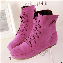 2013秋季新款女鞋韩版时尚休闲平底绒面女靴系带糖果色单靴女短靴