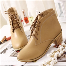 2013秋冬新款韩范英伦风短靴系带裸靴复古简约百搭粗跟及踝靴女鞋