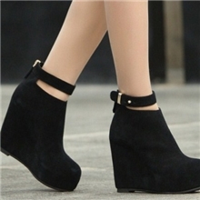 2013秋冬新款欧美时尚牛皮绒女靴坡跟厚底防水台坡跟裸