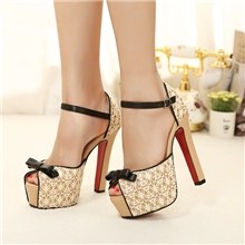 韩版春季2013必备新款蝴蝶结防水台高跟鞋粗跟女凉鞋34-40码