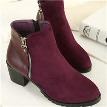 2013朋克街头尖头粗跟短靴中跟木纹铆钉靴子英伦欧美复古马丁靴