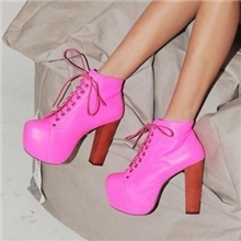 2013超高粗跟防水台夜店短靴糖果色欧洲站前系带短靴