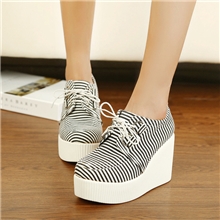 2013夏秋vivi杂志款lena系带坡跟厚底松糕鞋帆布潮原宿单鞋女批发