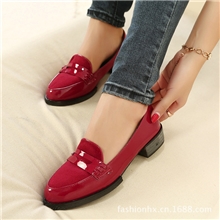 欧美小皮鞋单鞋新款圆头低跟黑色韩版低跟尖头工作女鞋女鞋