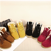 一件代发2013秋冬新款韩版系带棉鞋糖果色百搭牛筋底雪地靴短靴女
