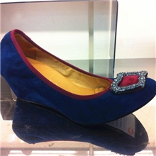 2013新秋款思+图ER966坡跟圆头水钻羊绒面皮女单鞋一件代发
